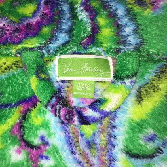 Vera Bradley Women's Green Paisley Hooded Soft Fleece Robe Size S/M - Picture 3 of 5
